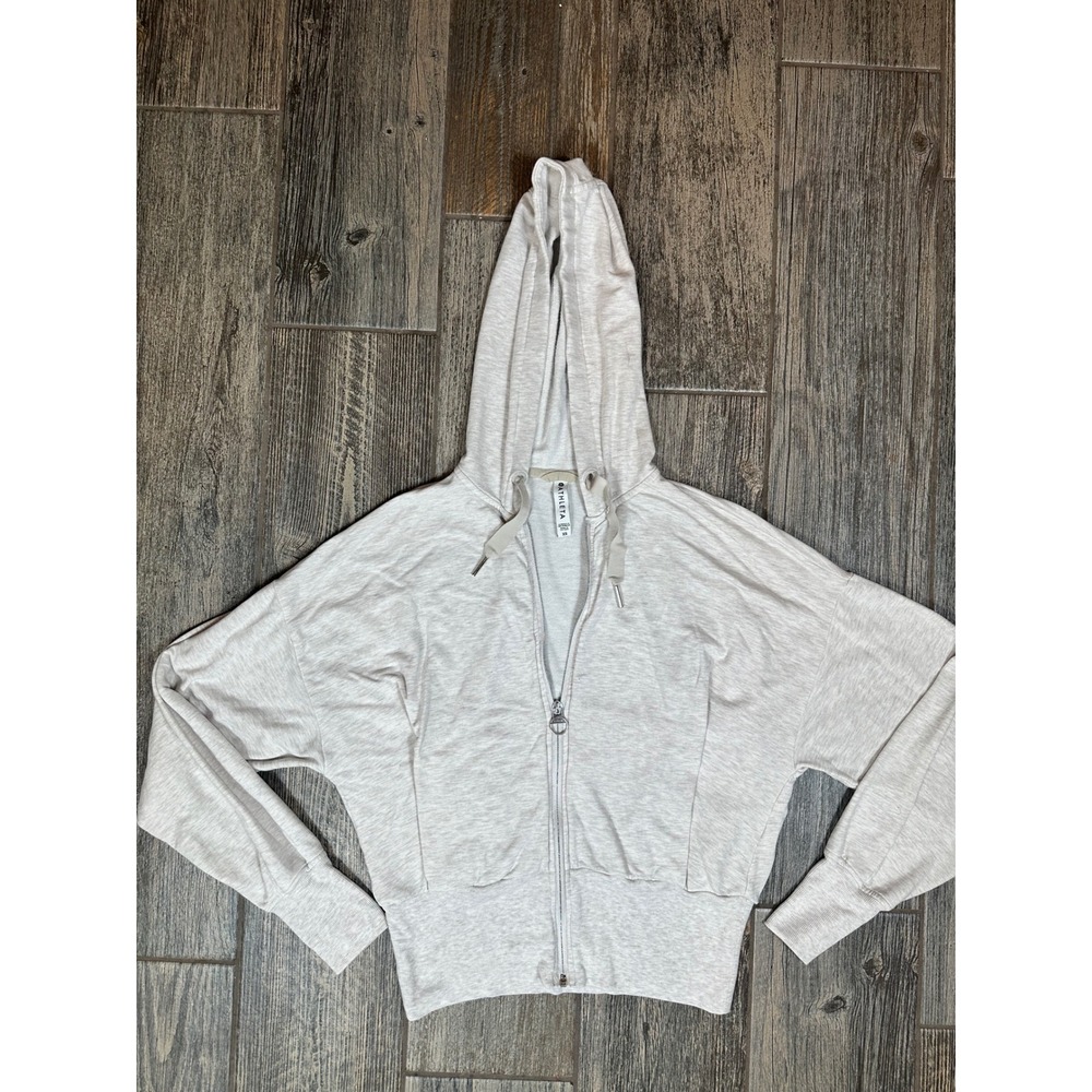 Athleta XS Heathered Beige Hoodie Full Zip Up‎ Athletic Activewear Jacket
